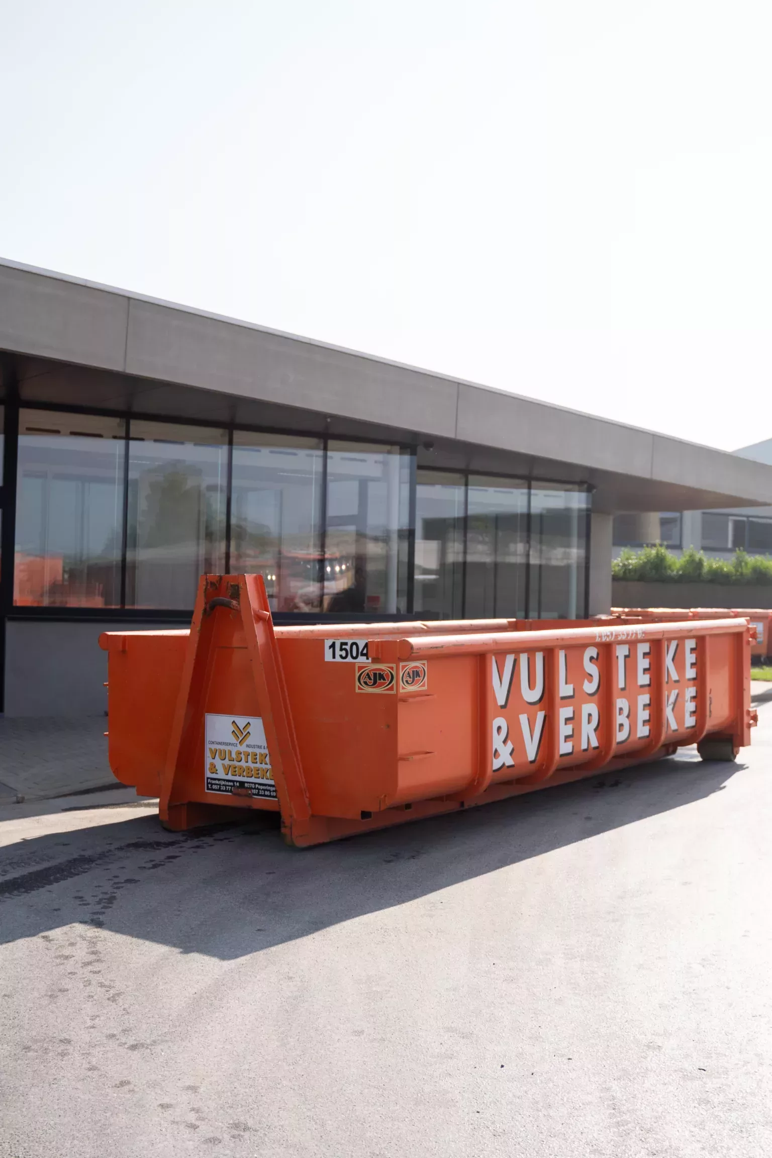 Vulsteke verbeke poperinge afzetcontainer bouwafval sloopafval harde plastics glasafval keramisch afval 15m³