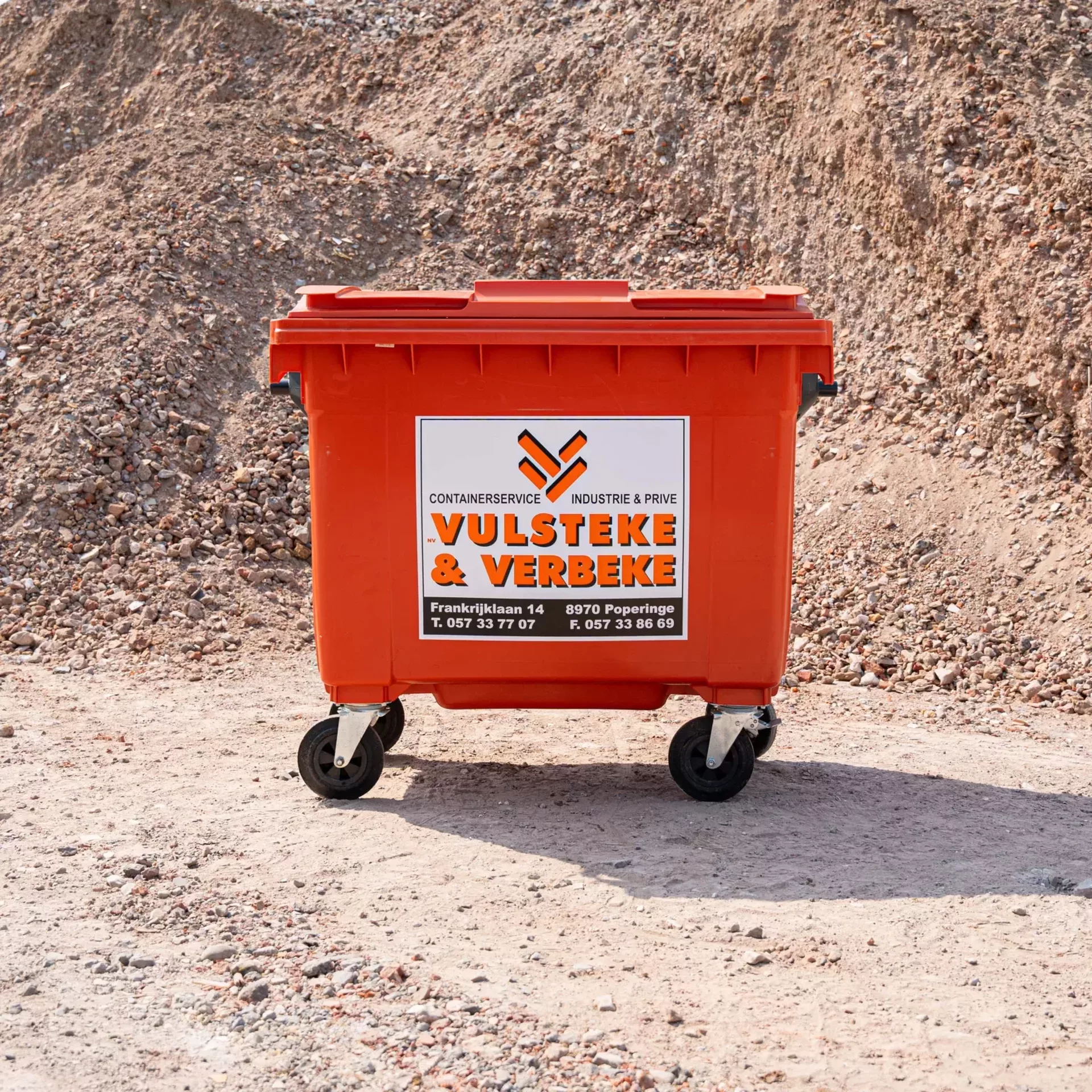 Vulsteke verbeke poperinge rolcontainer gemengd afval papier karton 660 L